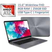 ASUS VivoBook 15.6 Inch Thin and Lightweight FHD WideView NanoEdge Laptop, AMD Quad-Core A12-9720P , 8GB RAM, 256GB SSD, USB Type-C, Fingerprint Reader