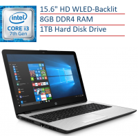 HP 15.6 Inch HD Premium Business Laptop PC, Intel Dual-core i3-7100U, 8GB DDR4 RAM, 1TB HDD, USB 3.1, HDMI, WiFi, Bluetooth, Windows 10
